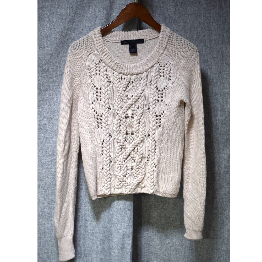 Marc by Marc Jacobs Cream Cable Knit Merino Wool Sweater Size S